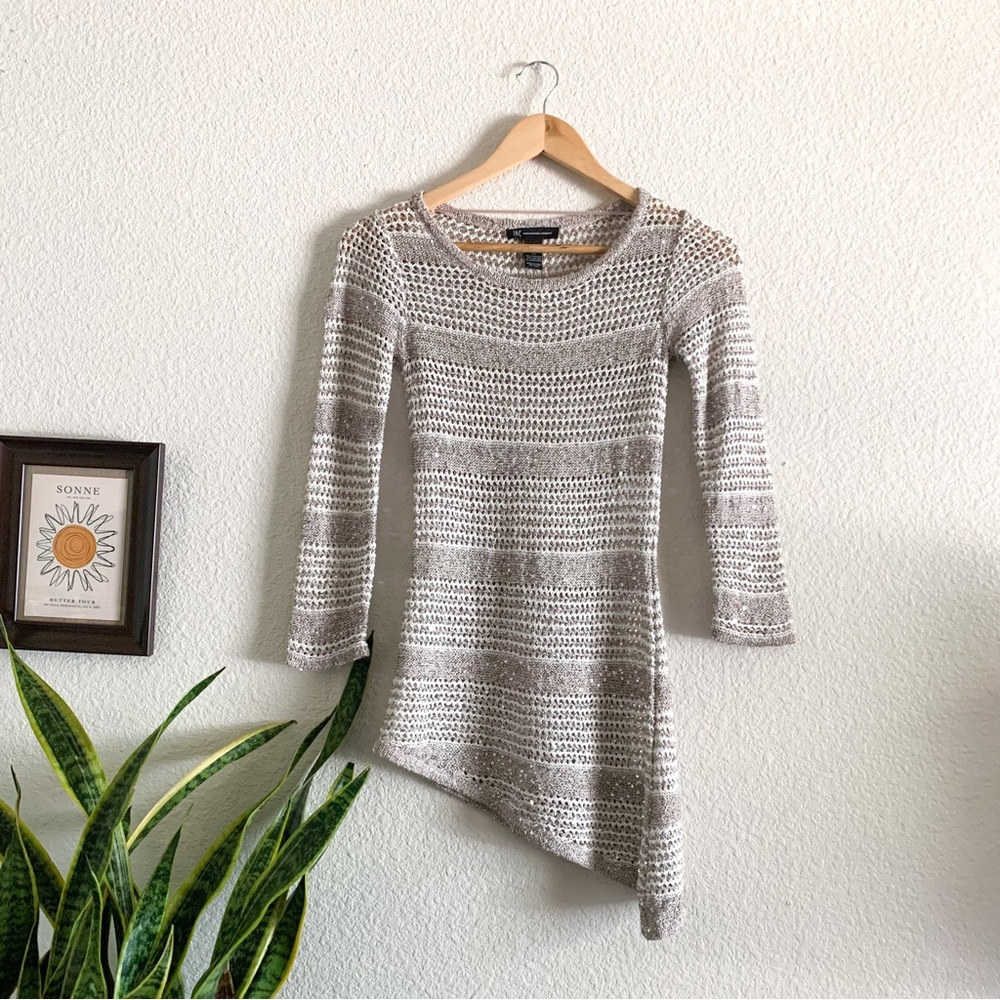 Y2K INC Inter International Concepts Asymmetrical Crochet top